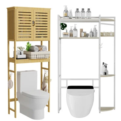 UNHO Tall Over The Toilet Shelf Kitchen Bathroom Laundry Rack Storage Cabinet Stand