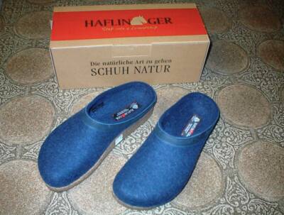 Hausschuh, Haflinger Filzhausschuhe, Modell Grizzly Torben, jeans/blau, Größe 45
