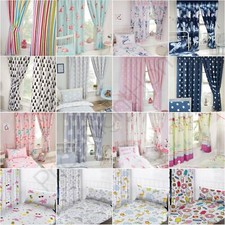 KIDS GIRLS CURTAINS 54" & 72" DROP UNICORN PRINCESS OWL FLAMINGO STARS