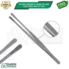 Kitchen Tweezer 12 Round Tip BBQ Grill Plating Long Food Tongs Chef DIY Tool