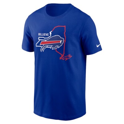 NWT Nike Men's Buffalo Bills BILLIEVE NYS Map T-Shirt NFL Team Apparel -  Royal | eBay