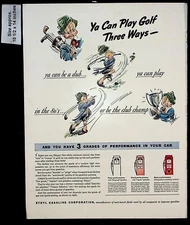 1938 Ethyl Gasoline Corp Car Performance Gas Golfing Kid Vintage Print Ad 39479