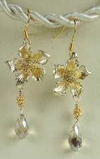 Briolette Crystal Earrings Flowers Handcrafted Wedding Party Jewelry