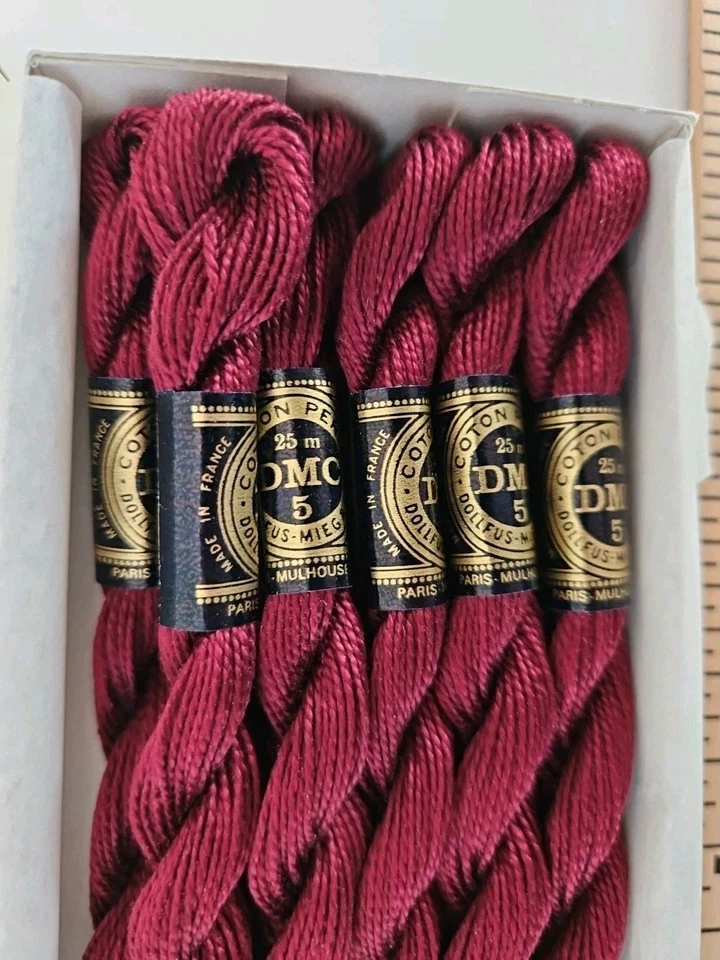 DMC Pearl Cotton (Coton Perle) Size 5 Color #902 GARNET Box of 11 Skeins - Image 3 of 4