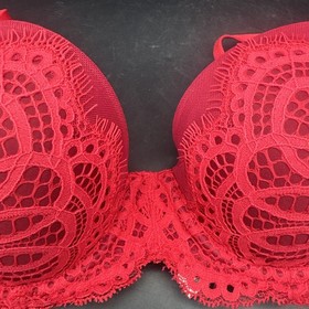Victorias Secret Dream Angels Red Lace Lined Demi Underwire Bra Sz 34C