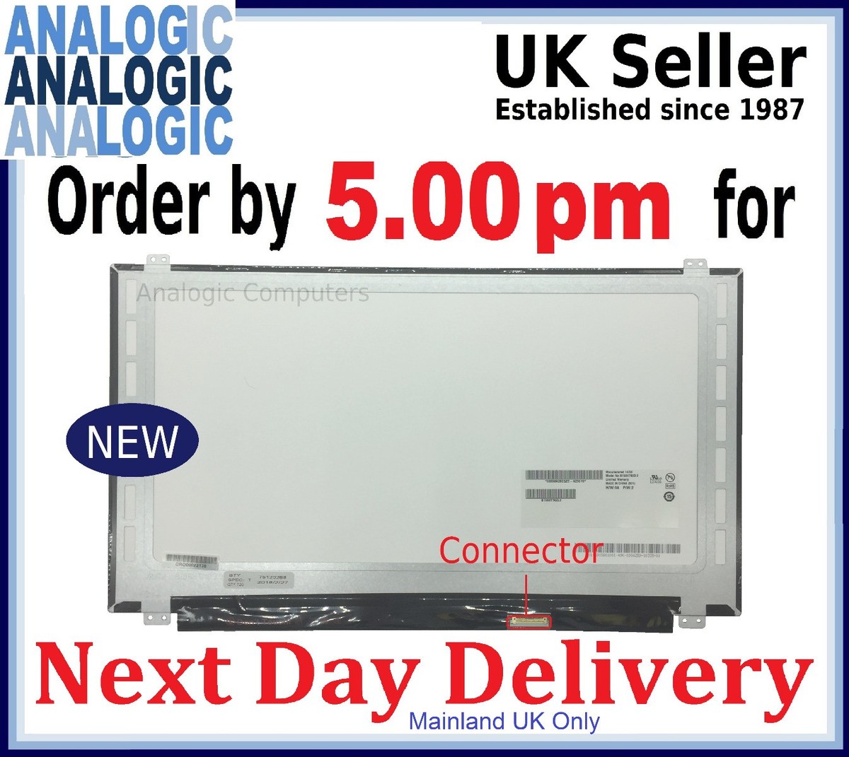 NT156WHM-N45 V8.0 15.6" LED LCD Laptop Screen Replacement – HD Display With 30-pin Connector 10 thumbnail image