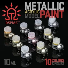 DSPIAE: METALLICS - 10ml - Acrylic Model Color Paint - Singles 10 Metallic