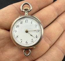 Antique Sterling Silver Pocket Watch 29mm RUNS GREAT
