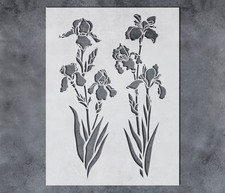 Large Iris Flower Wall Art Stencil for DIY Crafts Reusable Plastic - StencilAir
