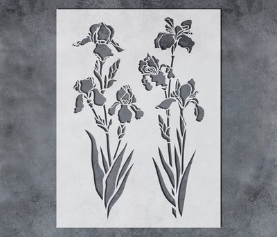 Large Iris Flower Wall Art Stencil for DIY Crafts Reusable Plastic - StencilAir