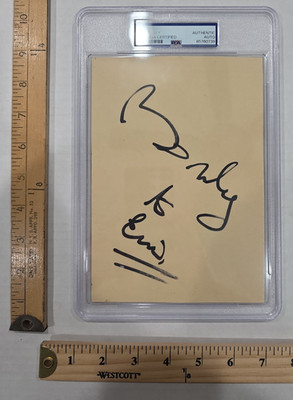 Brian May Queen Guitarist Signed Autographed 5.5x8 Cut Beckett BAS Encapsulated