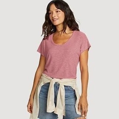 Women's Eddie Bauer Revive Scooped Neck Tee-Shirt XL Deseret Pink color