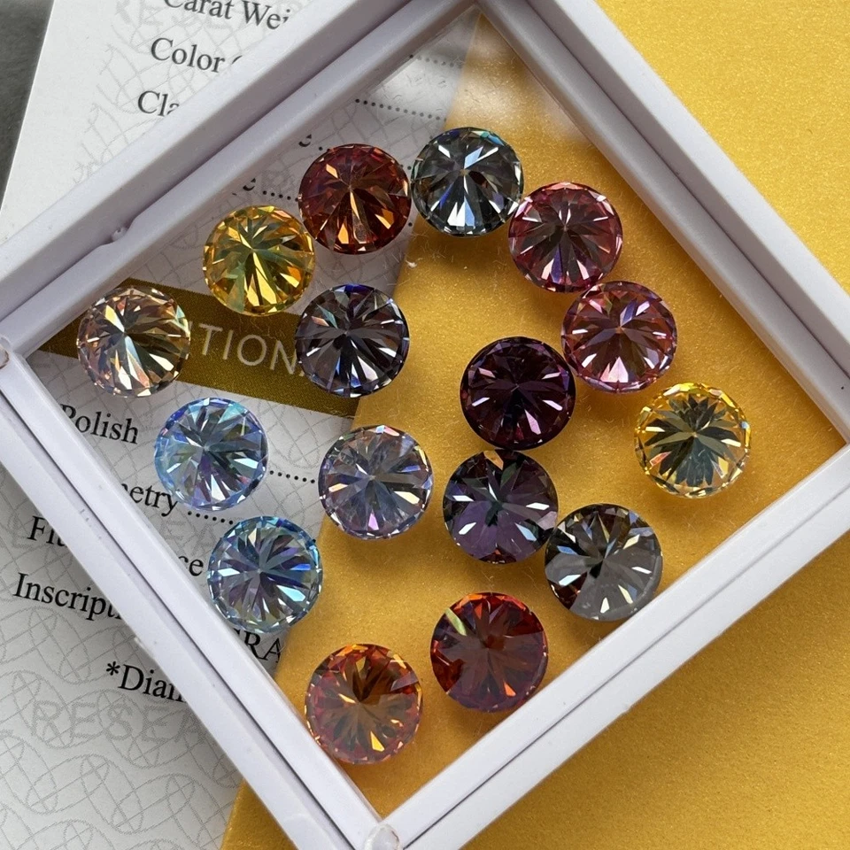 Loose Moissanite Gemstone Round Brilliant Multicolored 1pcs 5mm-11mm for Jewelry - Image 2 of 4