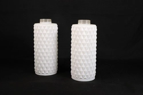 Vtg Replacement Hanging Swag Lamp Globes Diamond White Frosted MCM 9 5/8 X 3 7/8