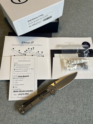 Chris Reeves Knives Small Sebenza 31 Drop Point Glass Blasted Blk Canvas Micarta