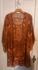 Rare Nine Lives Bazaar Mini Dress Pepper Tunic Desert Tan Floral Au 16 US 12 XL