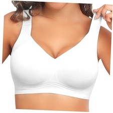 Womens Seamless Wireless Supportive Bra Push Up Comfort Soft No 4X-Large White