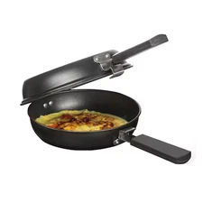BON CHEF 61274 1 Min Omelet Pan W/ Blk Nonstick Locking Upper&Lower Pan