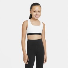 Nike Girls Swoosh Sports Bra - White, MEDIUM