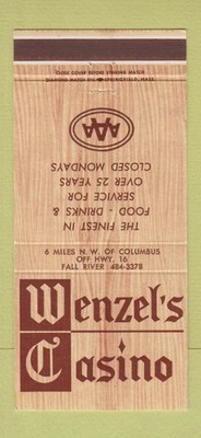 Matchbook Cover - Wenzel's Casino Fall River WI 30 Strike