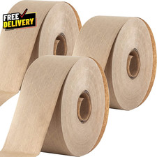 3-Pack Water Activated Packing Tape 2.75" x 450ft Reinforced Kraft Gum Tape