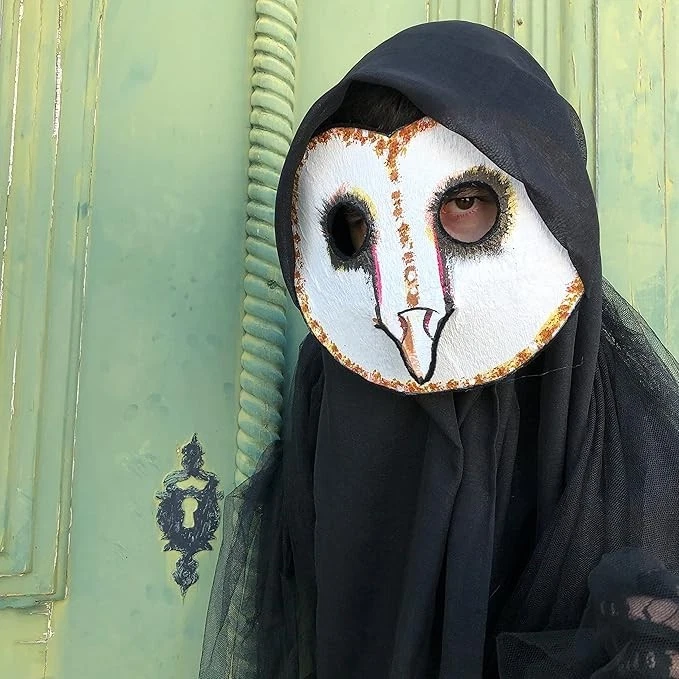 Barn Owl Mask - Creepy Adult Halloween Mask - White Masquerade Cosplay Prop Mask - Image 2 of 4