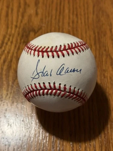 Hank Aaron Signed Autographed American League Baseball Ball BAS LOA