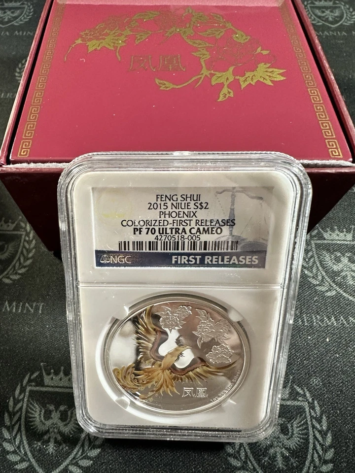 2015 Niue 1 oz Silver Proof Colored Feng Shui Phoenix NGC PF70 UC FR - Image 4 of 4