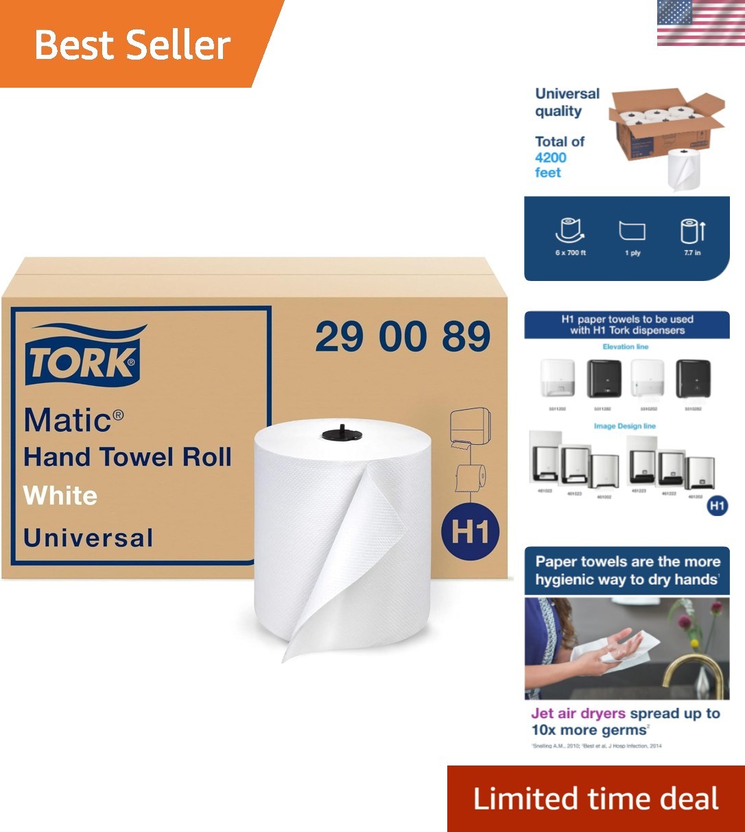 Roll White H1, Universal, 100% Recycled Fiber, 6 Rolls...