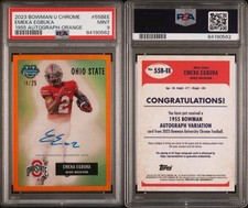 2023 Bowman Emeka Egbuka 1955 On Card Autograph Orange Parallel (#/25) — PSA 9.