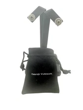 David Yurman Sterling Silver & 14k Black Onyx Cable Cookie Stud Earrings - Pouch