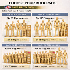 TITLE (80 chars): Wooden Artist Mannequin BULK 5x 10x Pack Figure Drawing Model