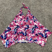 Swimsuits For All Swim Tankini Top Size 16 Floral Halter Flowy Modest NWT