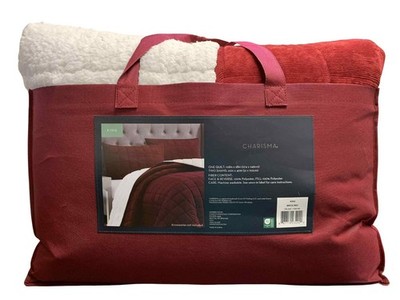 Charisma Corduroy Quilt Set King 3Pc Brick Red 1 Quilt 108 x 98 2 Shams 20 x 40