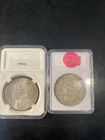 TWO Morgan silver dollars 1886s AU, 1903s VF,