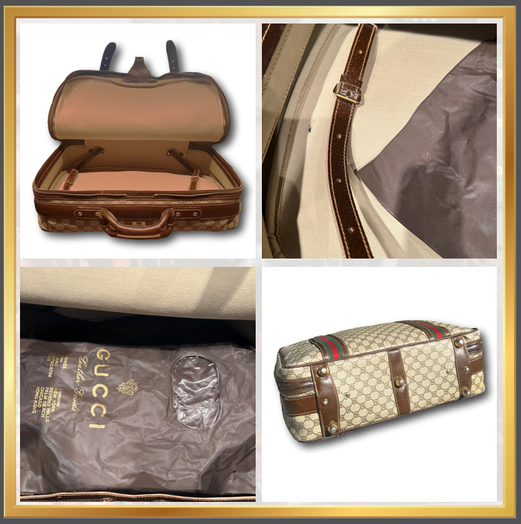 Vintage 70's Gucci GG Supreme Web Travel Luggage Suitcase w/ Lock