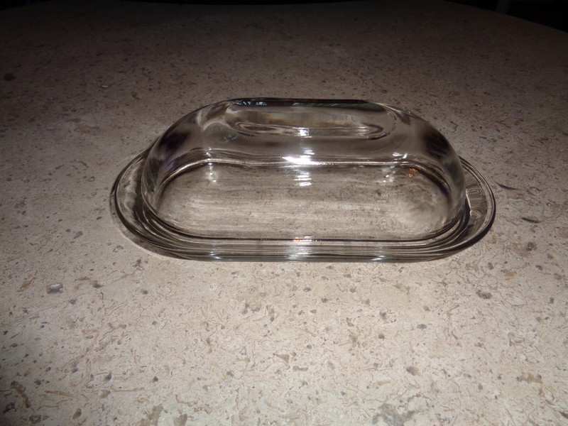 Mid Century Clear Glass Butter Dish & Lid
