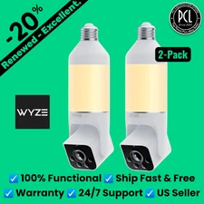 ✅ WYZE Bulb Cam Security Camera 2K HD Outdoor Light Bulb Color Night Vision・2pk✅