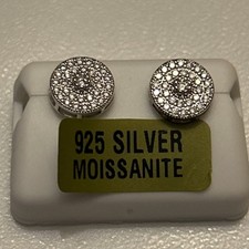 Real 925 Silver Iced Moissanite Earring Big Studs Authentic New 1.50 CTW Verfivd