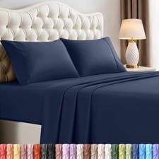 King Size Sheet Set 4 Piece Bed Sheets, Soft and Breathable Microfiber, Inc...