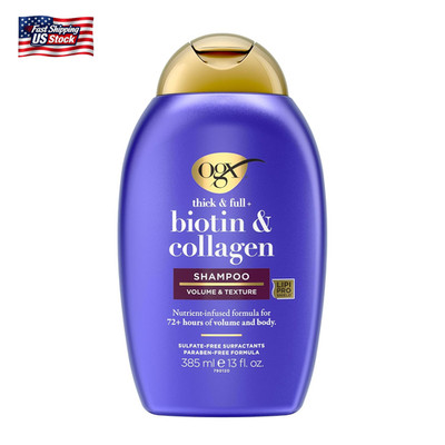 OGX Thick & Full + Biotin & Collagen Volumizing Shampoo, Nutrient-Infused Hair S