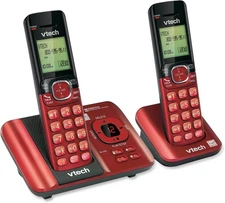 VTech Cordless Phone Answering System Caller ID Call Waiting 2 Handsets Red