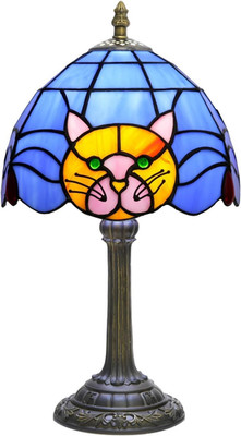 Stained Glass Table Lamp 8 Inch Orange Warm Ambient Lighting Bedroom Small Night