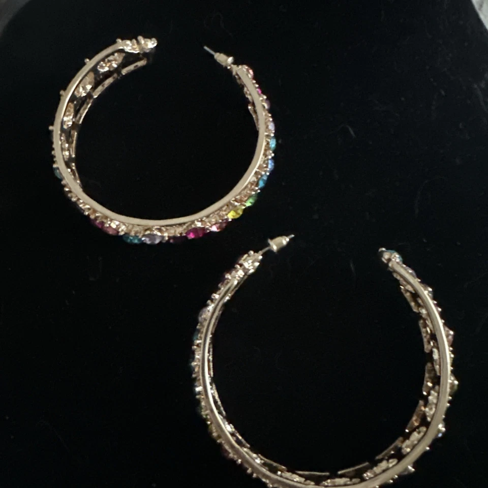 Pendientes de aro J CREW Topacio Zafiro Esmeralda Estrás NUEVA OFERTA 4 CARIDAD❤️342x2 Foto 3 de 4