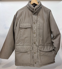 Vintage 1960s-70s Goose Down Puffer Insulated Jacket army tan Green Size M 147