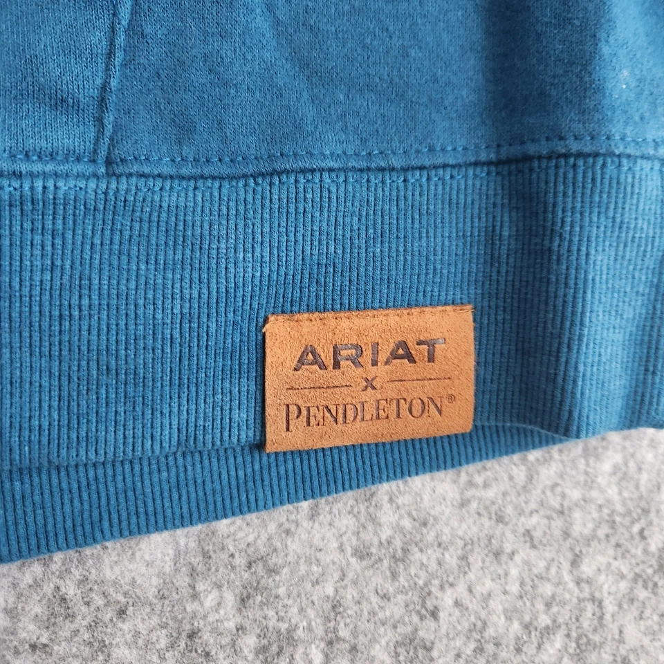 Pendleton Ariat Night Dance Aztec Hoodie Men's XL Teal Blue Sweater Southwestern - Image 4 of 4