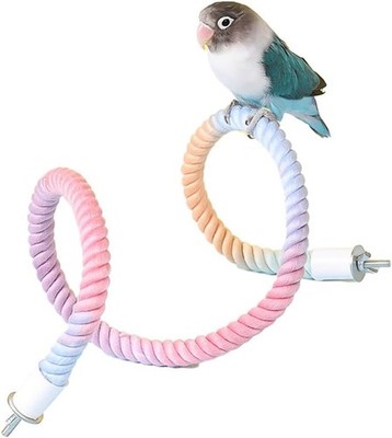 Gradient Colorful Bendable Bird Rope Perch - Climbing Toy & Cage Accessory Stand