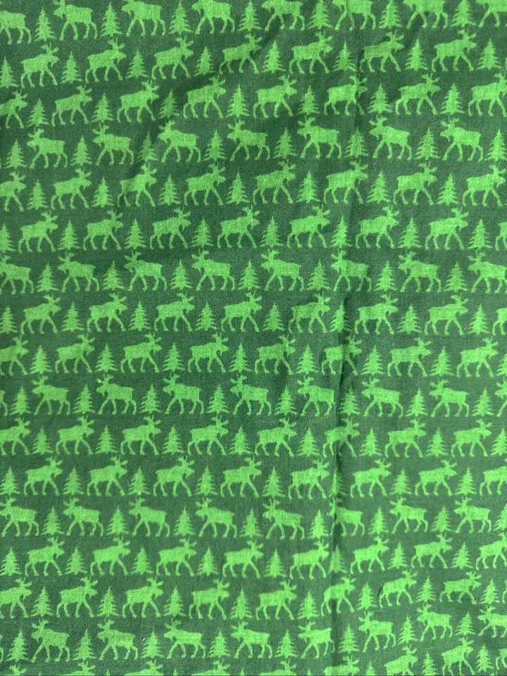 FAYE BURGOS Moose Pine Tree Green Fabric Piece 33" x 47" - Image 4 of 4