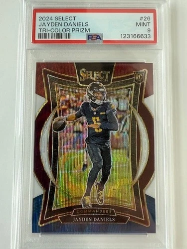 JAYDEN DANIELS 2024 Panini Select Tri-Color Prizm Rookie Concourse #/299 PSA 9