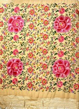 1930's Chinese Silk Embroidery Fringe Piano Shawl Manton Tablecloths Tassel